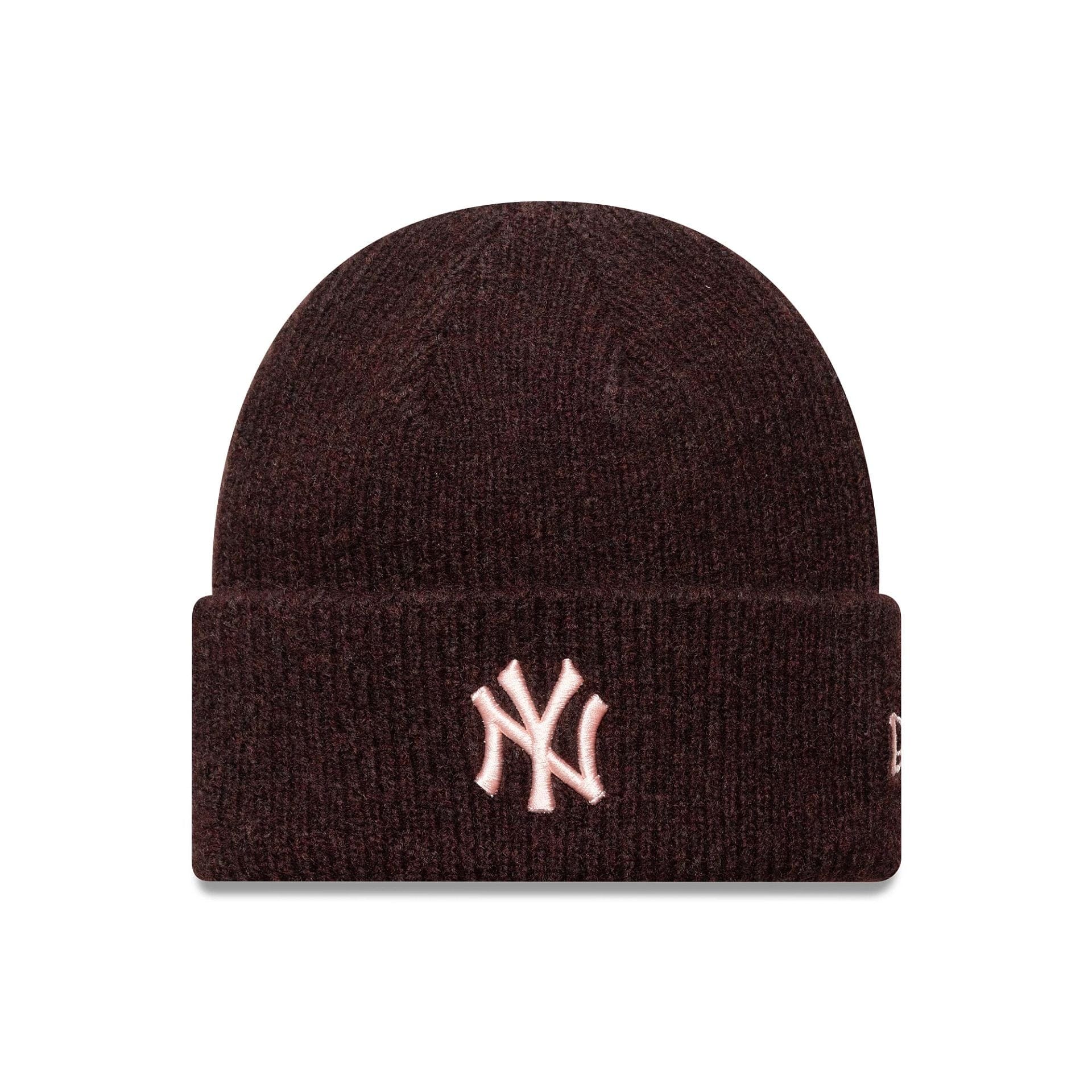 This is a New York Yankees Womens MLB Dark Red Wide Cuff Knit Beanie Hat 1