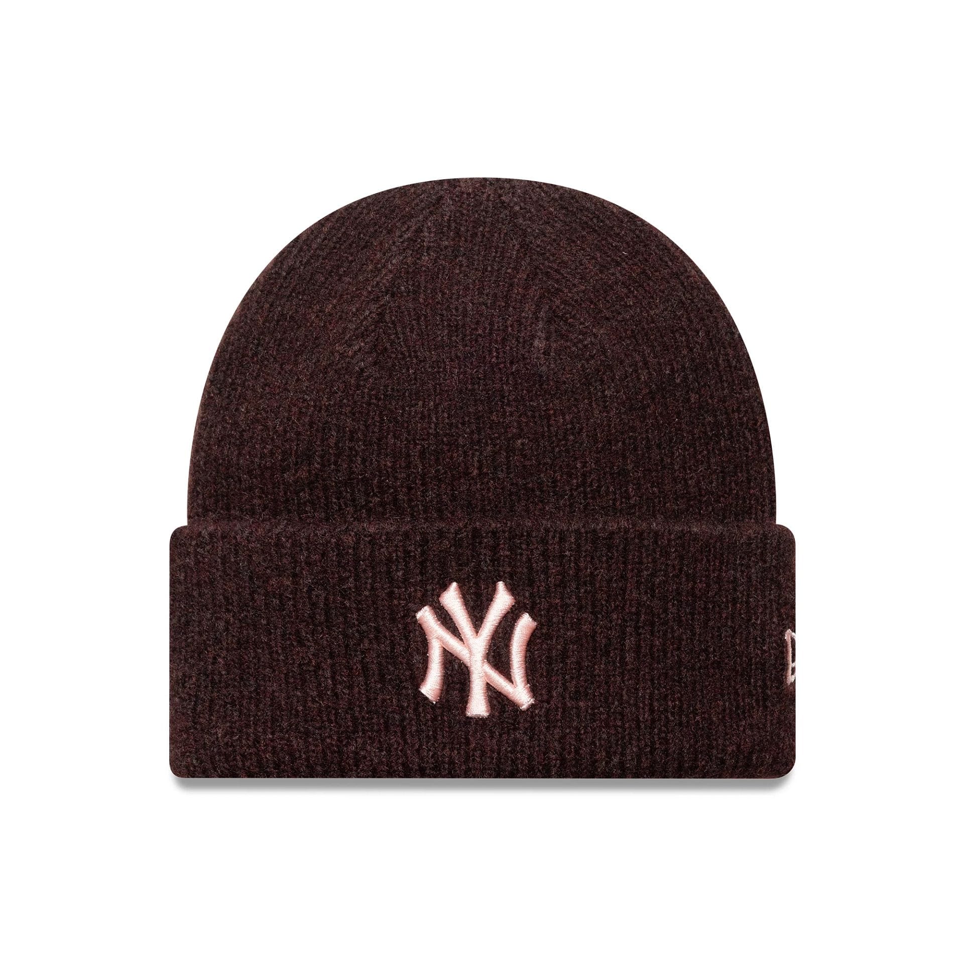 This is a New York Yankees Womens MLB Dark Red Wide Cuff Knit Beanie Hat 1