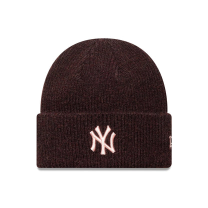 This is a New York Yankees Womens MLB Dark Red Wide Cuff Knit Beanie Hat 1