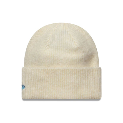 This is a New York Yankees Womens MLB Cream Wide Cuff Knit Beanie Hat 2