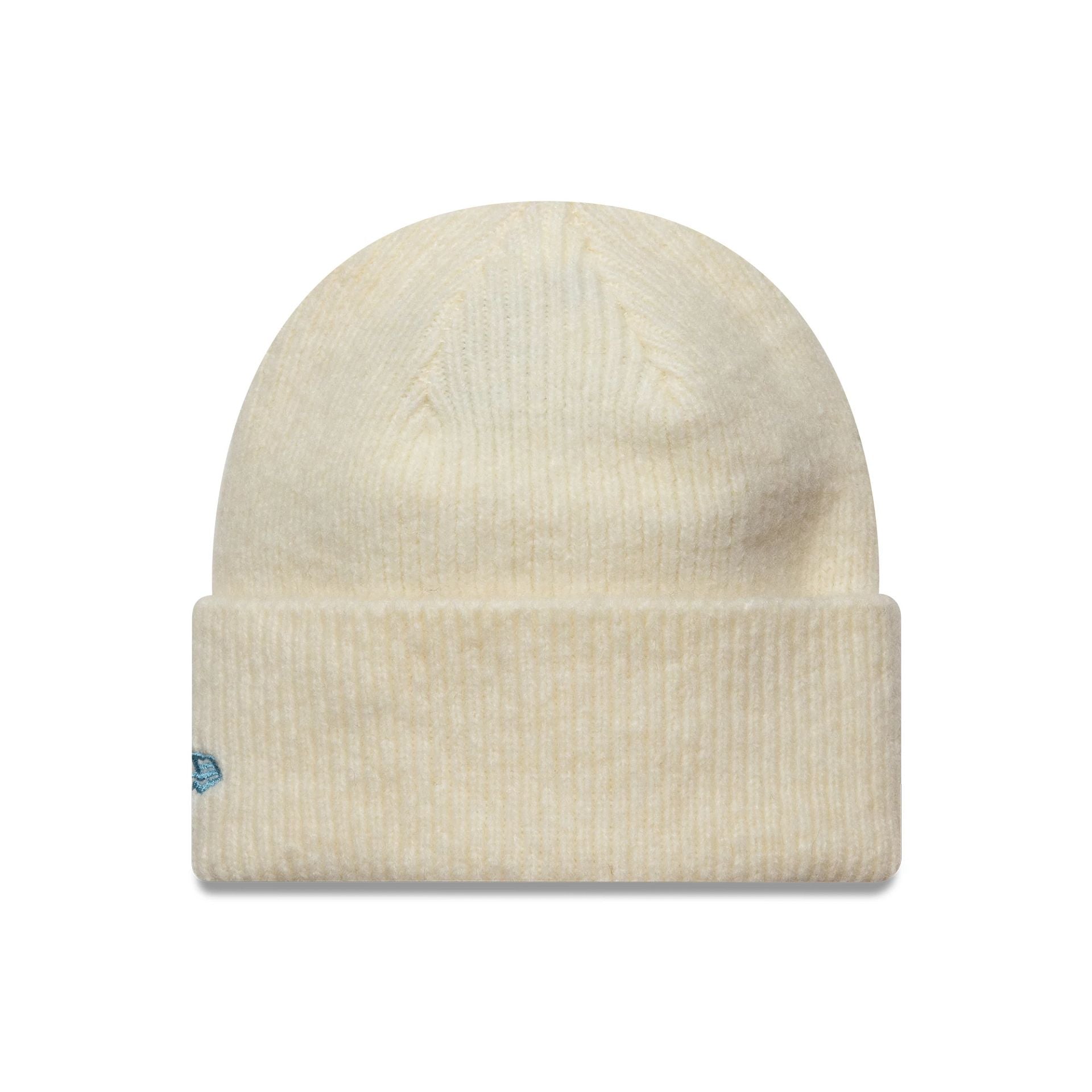 This is a New York Yankees Womens MLB Cream Wide Cuff Knit Beanie Hat 2