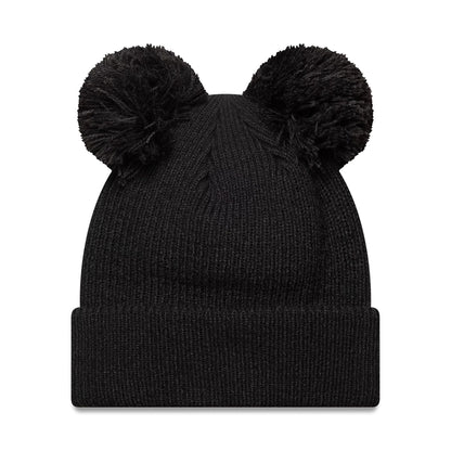 This is a New York Yankees Womens MLB Double Pom Black Cuff Knit Beanie Hat 2