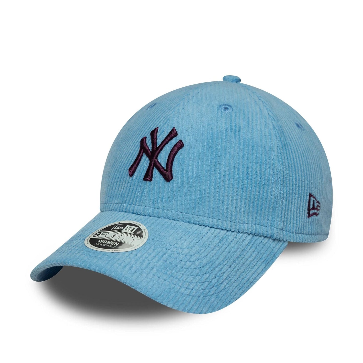 This is a New York Yankees Womens MLB Cord Pastel Blue 9FORTY Adjustable Cap 1