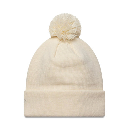 This is a New York Yankees Womens MLB Metallic Light Beige Cuff Knit Beanie Hat 2