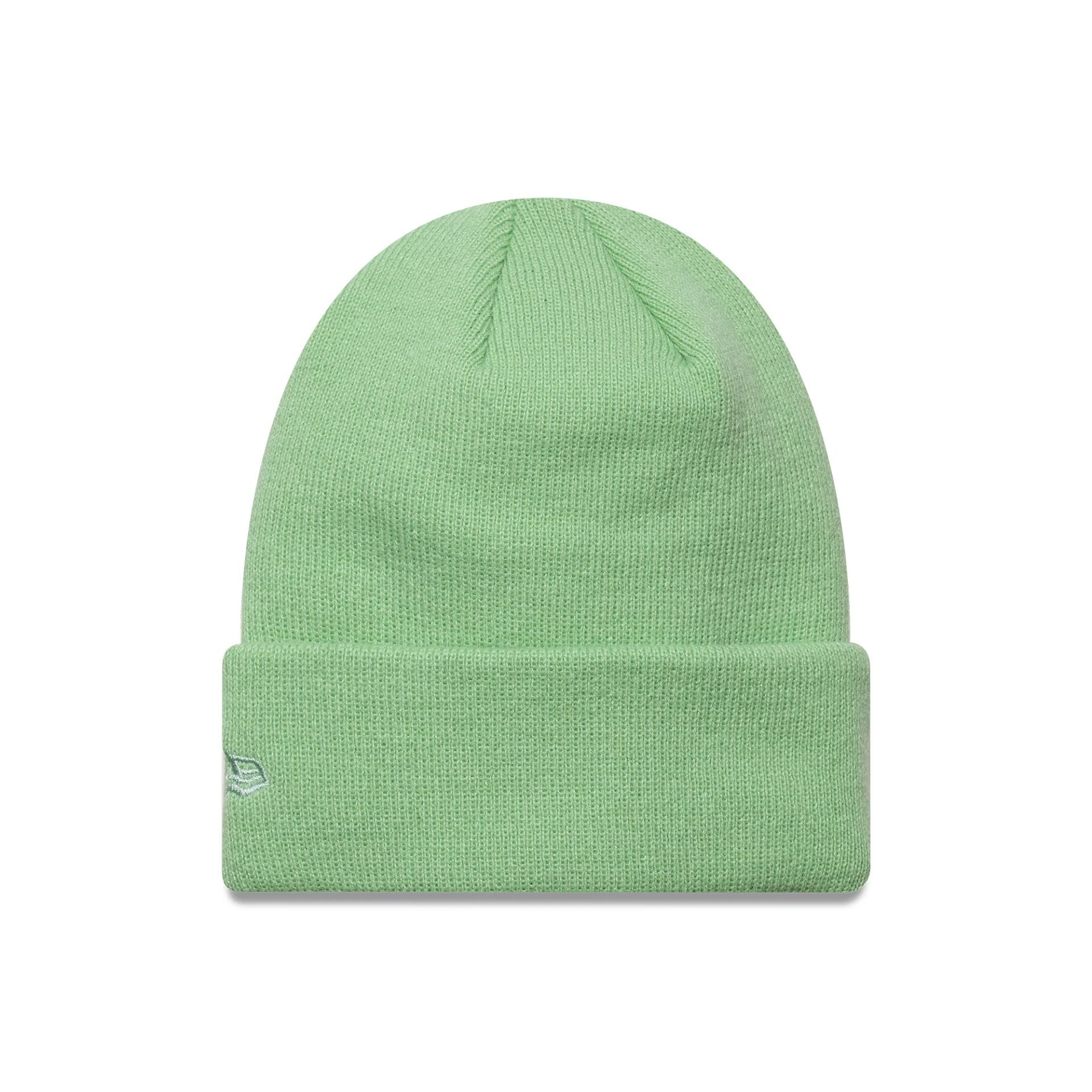 This is a New York Yankees Youth MLB League Essential Pastel Green Cuff Knit Beanie Hat 2