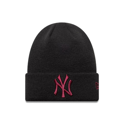 This is a New York Yankees Youth MLB League Essential Black Cuff Knit Beanie Hat 1