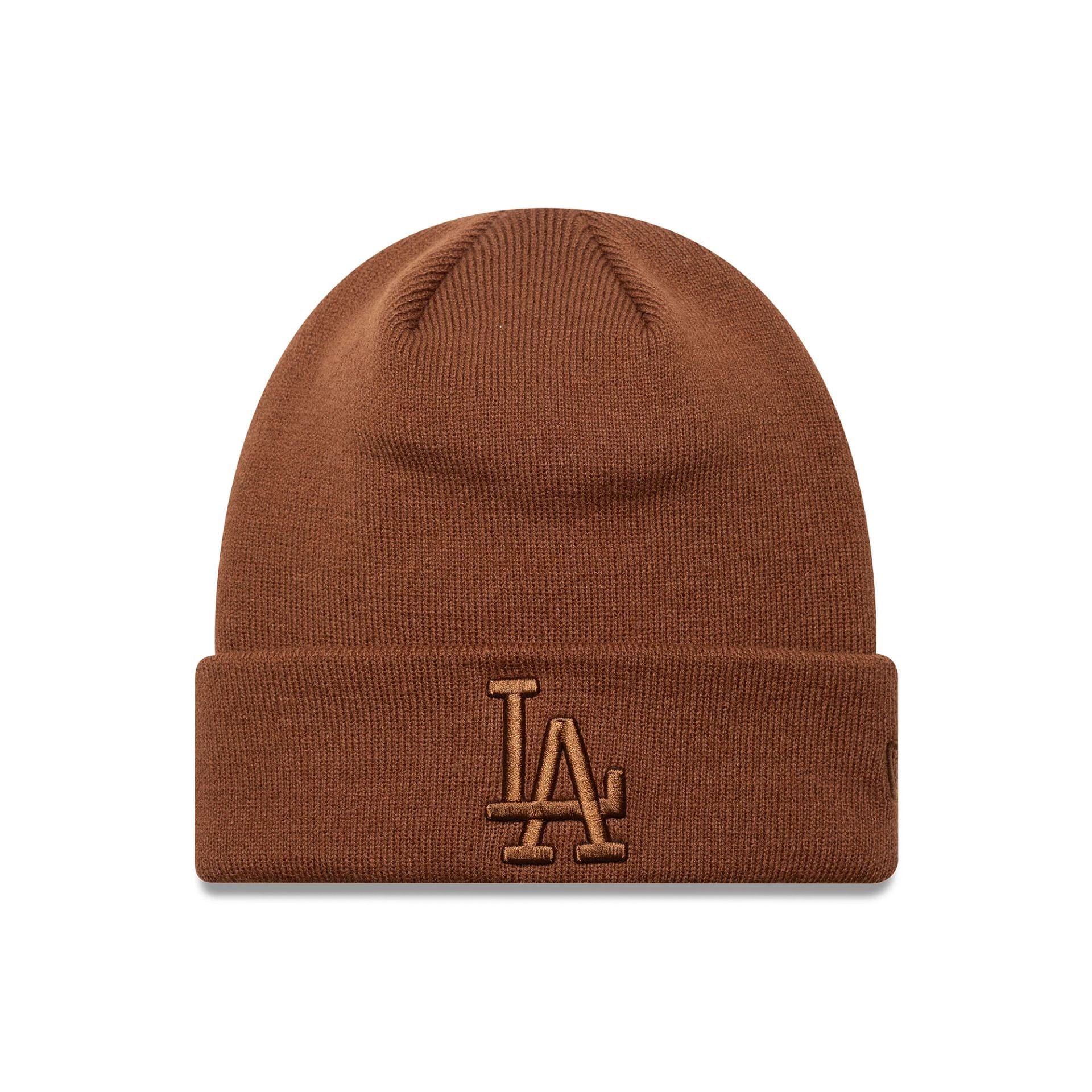 This is a LA Dodgers MLB League Essential Brown Cuff Knit Beanie Hat 1