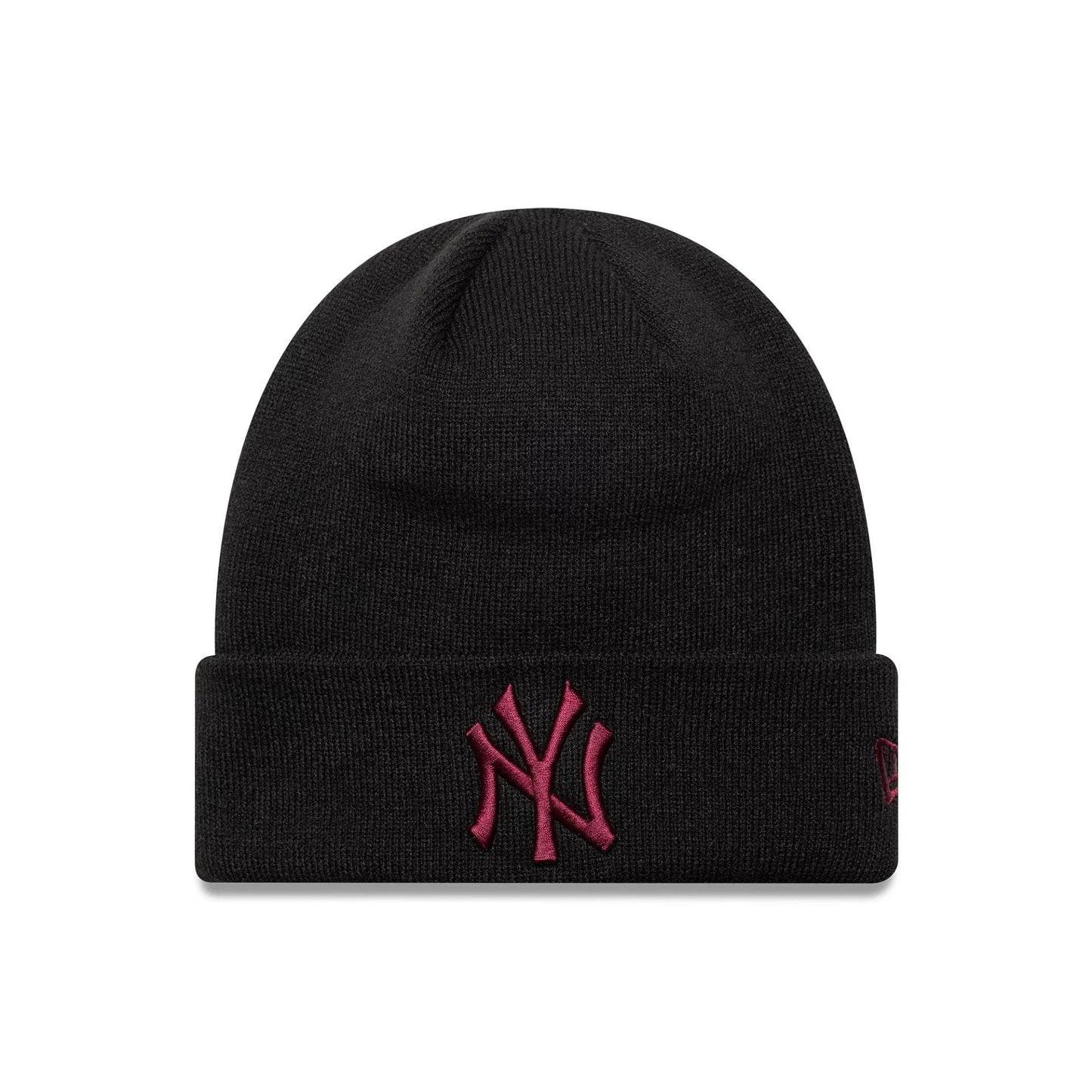 This is a New York Yankees MLB League Essential Black Cuff Knit Beanie Hat 1