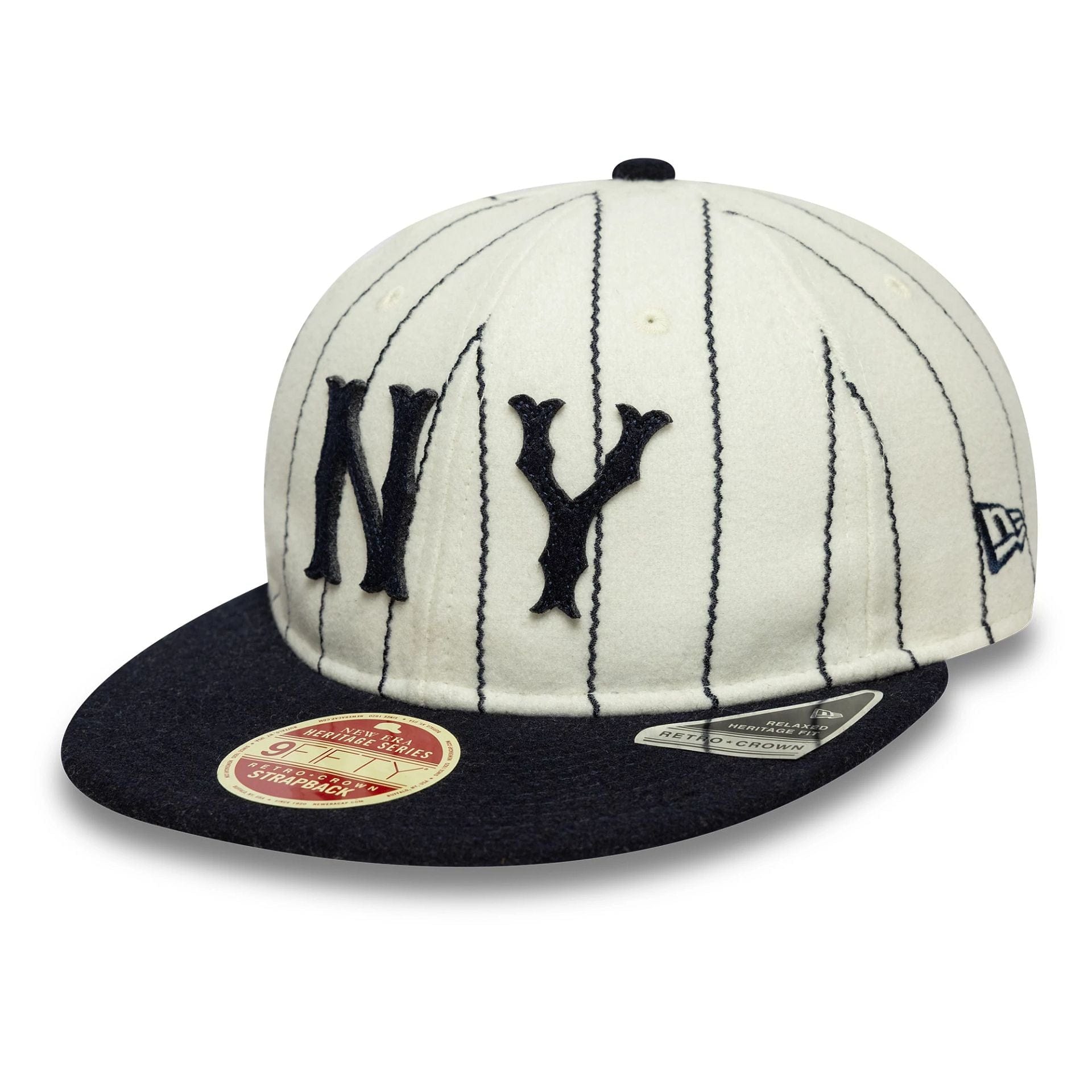 This is a New York Yankees MLB Heritage Cooperstown White Retro Crown 9FIFTY Adjustable Cap 1