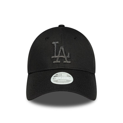This is a LA Dodgers Womens MLB Metallic Logo Black 9FORTY Adjustable Cap 2