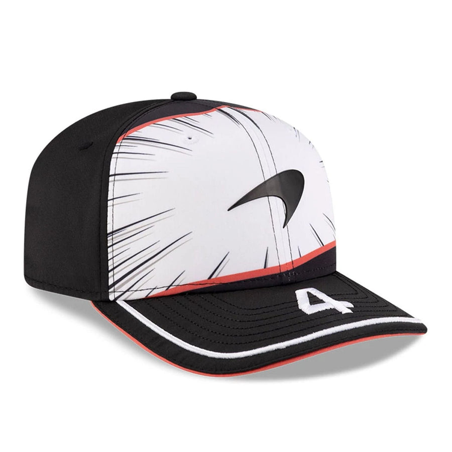 This is a McLaren Racing Lando Norris Replica Japan Race Special Black 9SEVENTY Stretch Snap Adjustable Cap 4