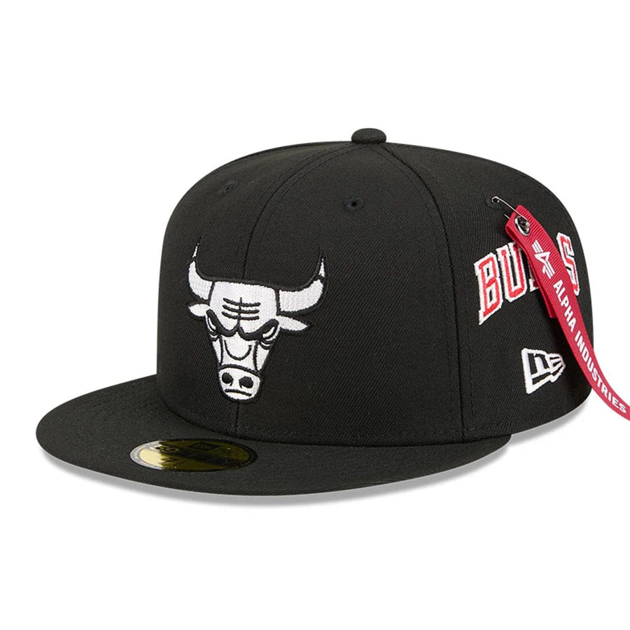 This is a Chicago Bulls NBA x Alpha Black 59FIFTY Fitted Cap 1