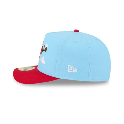 Pictured is this MLB Cartoon LA Angels 59FIFTY A-Frame Fitted cap in red. 6