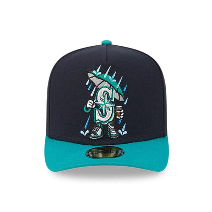 Pictured is this MLB Cartoon Seattle Mariners 59FIFTY A-Frame Fitted cap in navy. 3