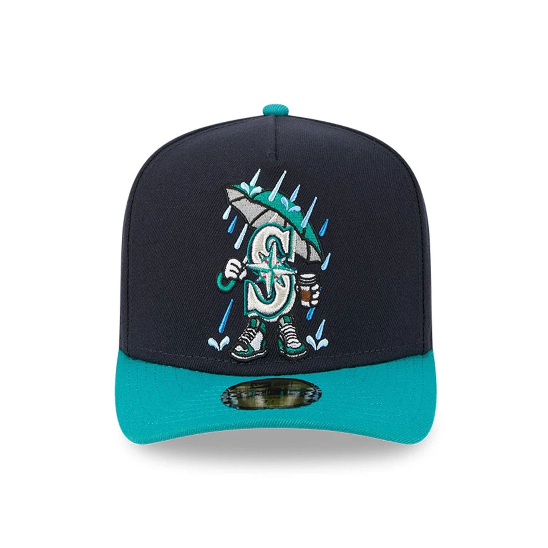 Pictured is this MLB Cartoon Seattle Mariners 59FIFTY A-Frame Fitted cap in navy. 3