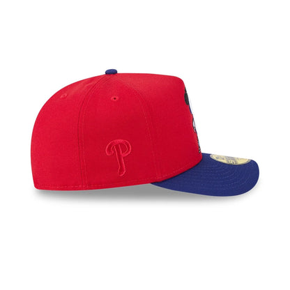 Pictured is this MLB Cartoon Philadelphia Phillies 59FIFTY A-Frame Fitted cap in red. 7
