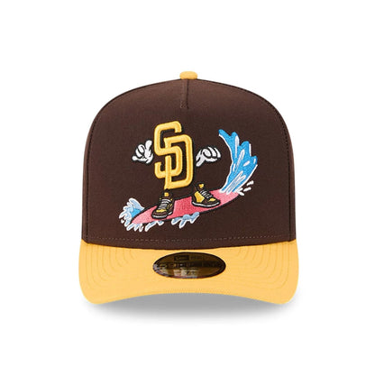 Pictured is this MLB Cartoon San Diego Padres 59FIFTY A-Frame Fitted cap in dark brown. 3