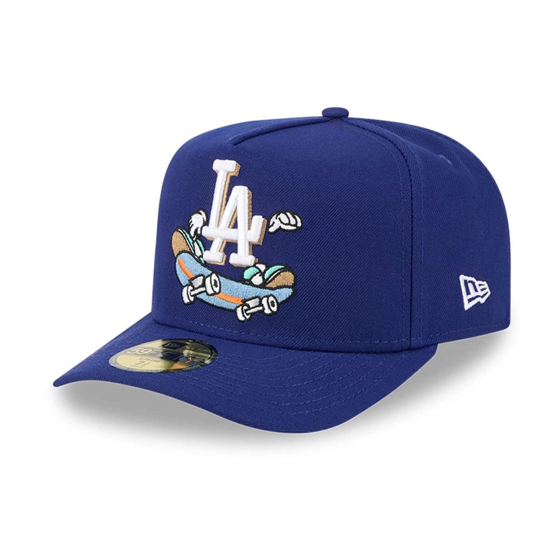 This is a LA Dodgers MLB Cartoon Dark Blue 59FIFTY A-Frame Fitted Cap 1