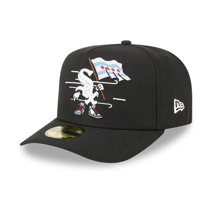 This is a Chicago White Sox MLB Cartoon Black 59FIFTY A-Frame Fitted Cap 1