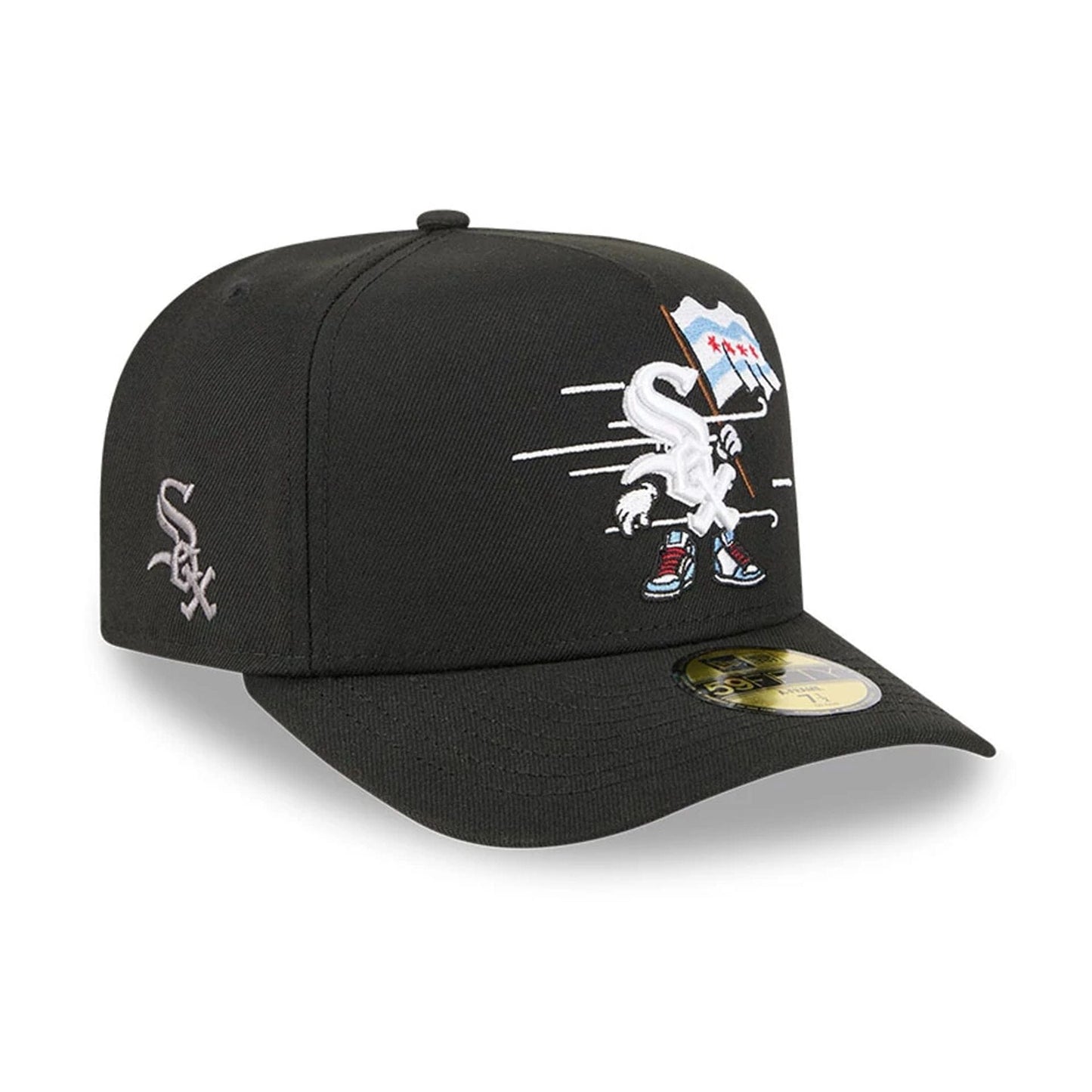 This is a Chicago White Sox MLB Cartoon Black 59FIFTY A-Frame Fitted Cap 4