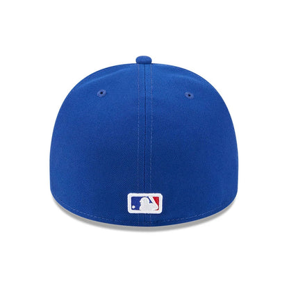 Chicago Cubs MLB Cartoon Blue New Era 59FIFTY A-Frame Fitted Cap, rear view showing the white embroidered MLB Batterman logo centred low on the structured blue crown with matching blue eyelets and top button.