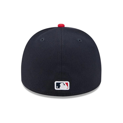Pictured is this MLB Cartoon Atlanta Braves 59FIFTY A-Frame Fitted cap in navy. 7