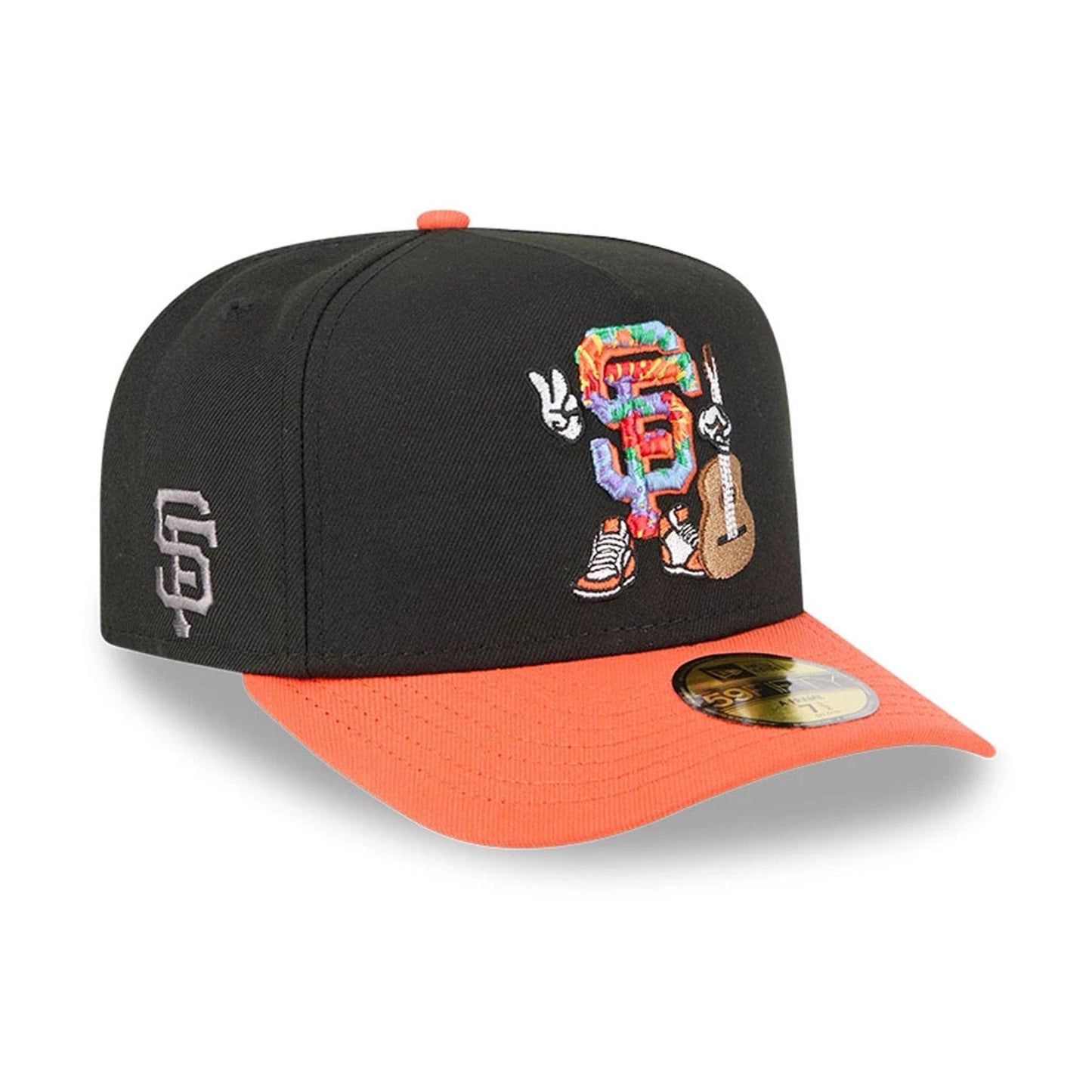Pictured is this MLB Cartoon San Francisco Giants 59FIFTY A-Frame Fitted cap in black. 1