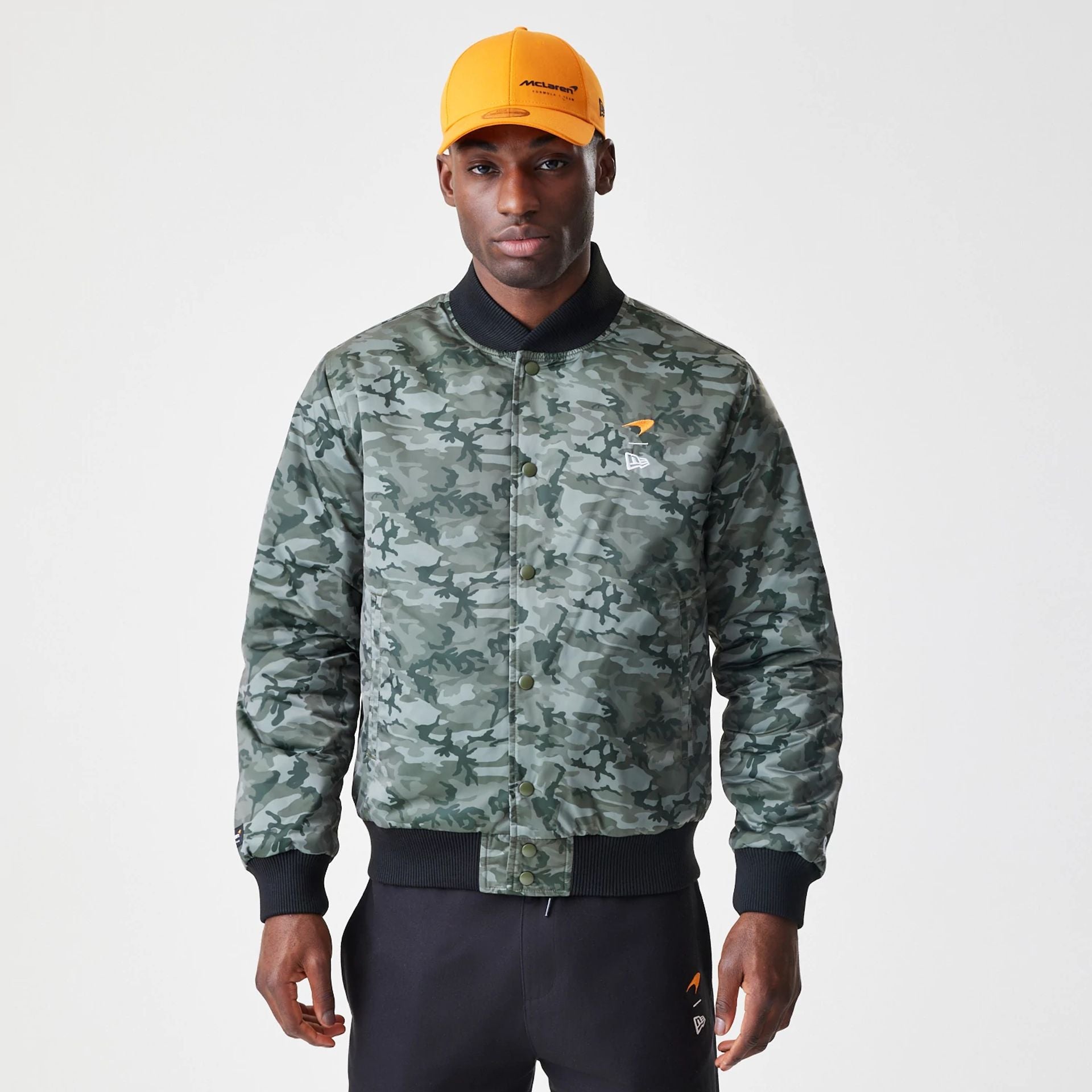 The Male model is wearing McLaren Racing McLaren Black Reversible Bomber Jacket  2
