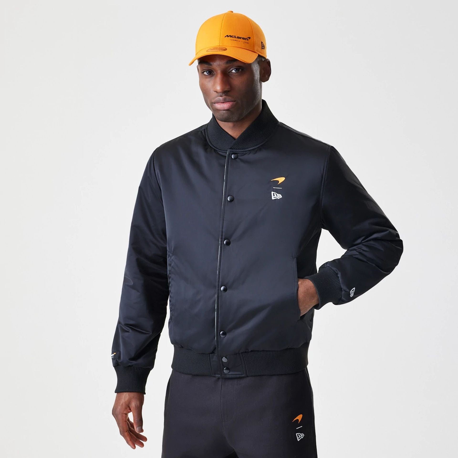 The Male model is wearing McLaren Racing McLaren Black Reversible Bomber Jacket  7