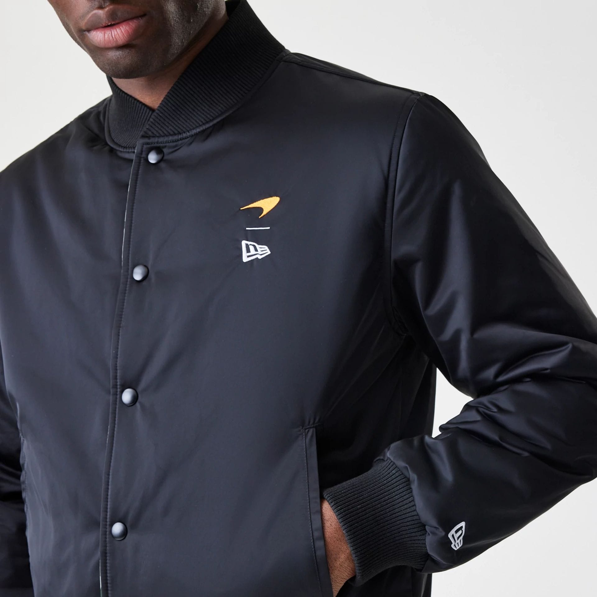 The Male model is wearing McLaren Racing McLaren Black Reversible Bomber Jacket  4