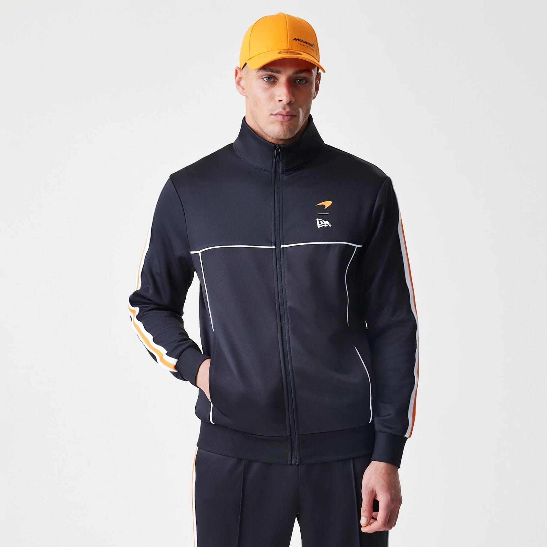 The Male model is wearing McLaren Racing Poly Black Track Jacket  9