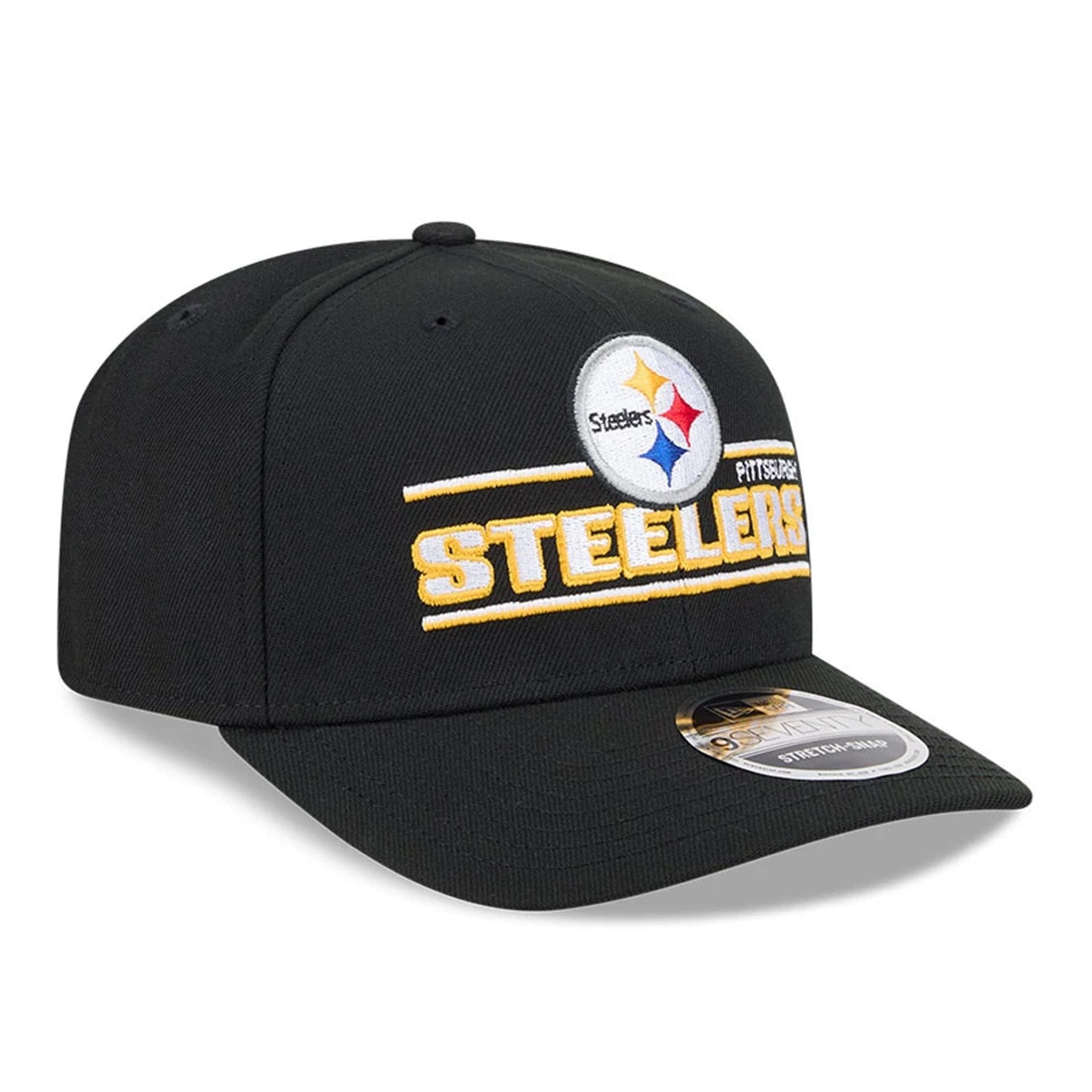 This is a Pittsburgh Steelers NFL Sated Black 9SEVENTY Stretch Snap Adjustable Cap 4
