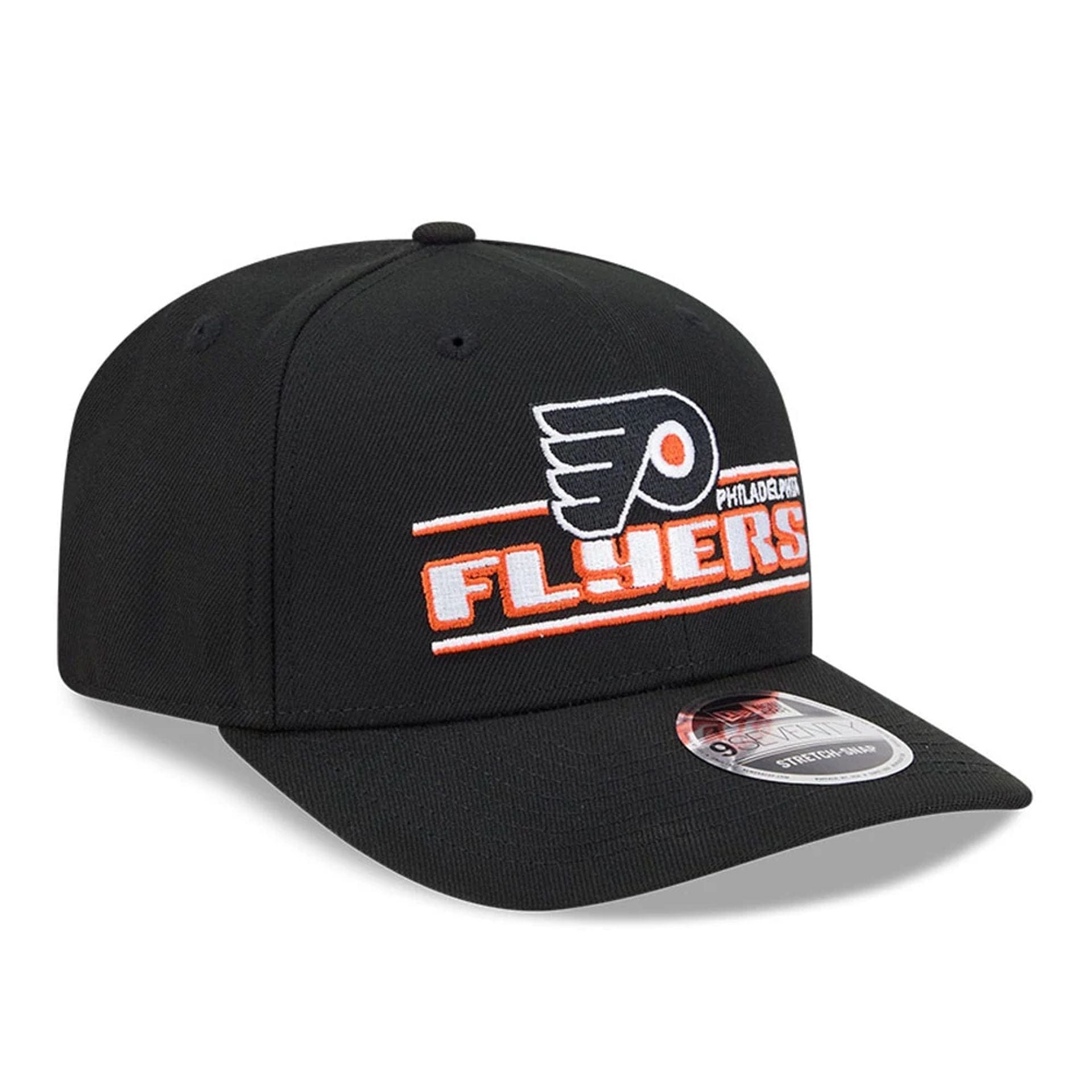 This is a Philadelphia Flyers NHL Stated Black 9SEVENTY Stretch Snap Adjustable Cap 4