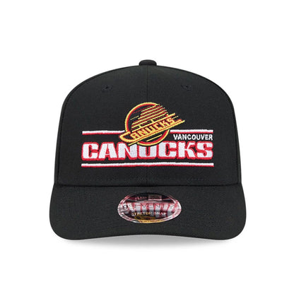 This is a Vancouver Canucks NHL Stated Black 9SEVENTY Stretch Snap Adjustable Cap 3