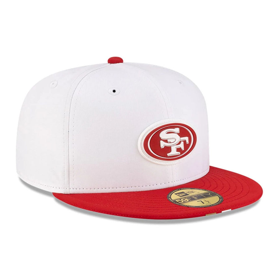 This is a San Francisco 49ers NFL Training 2025 White 59FIFTY Fitted Cap 3