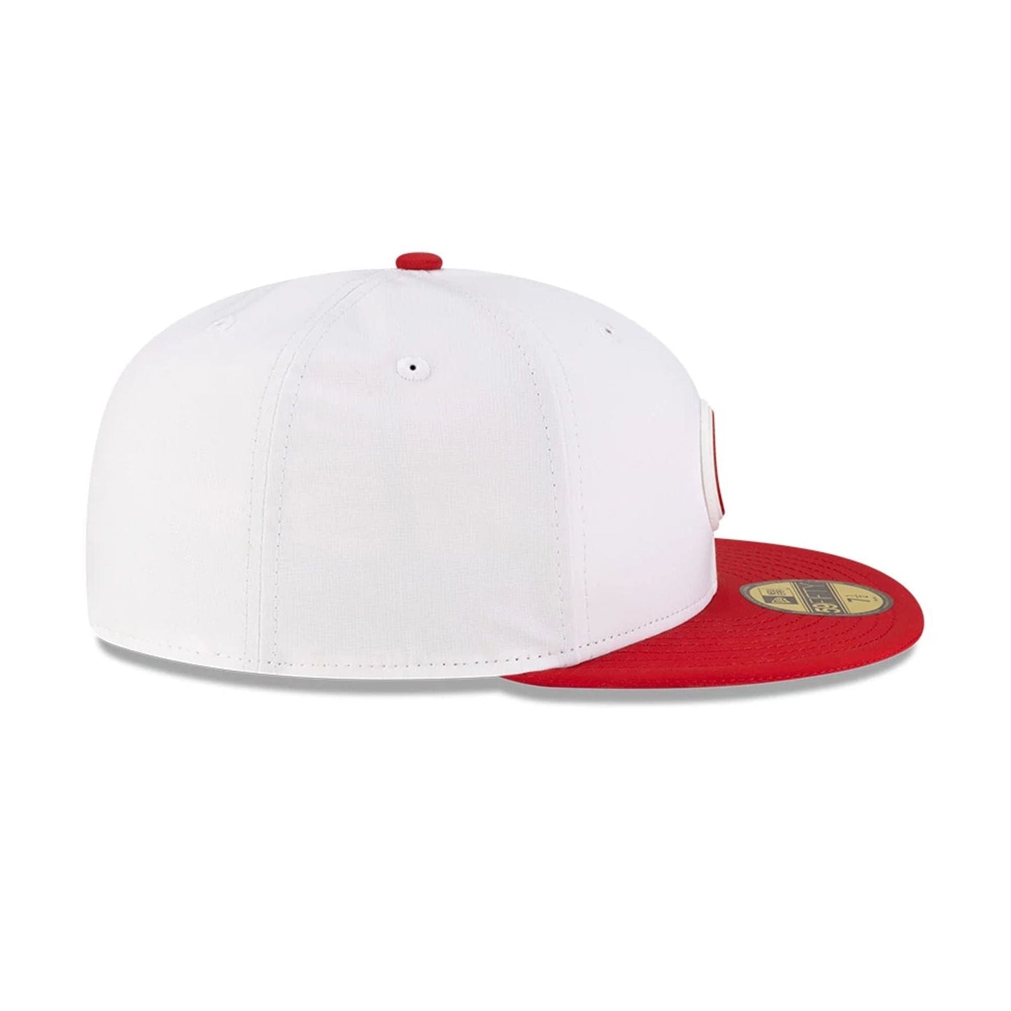 This is a San Francisco 49ers NFL Training 2025 White 59FIFTY Fitted Cap 6