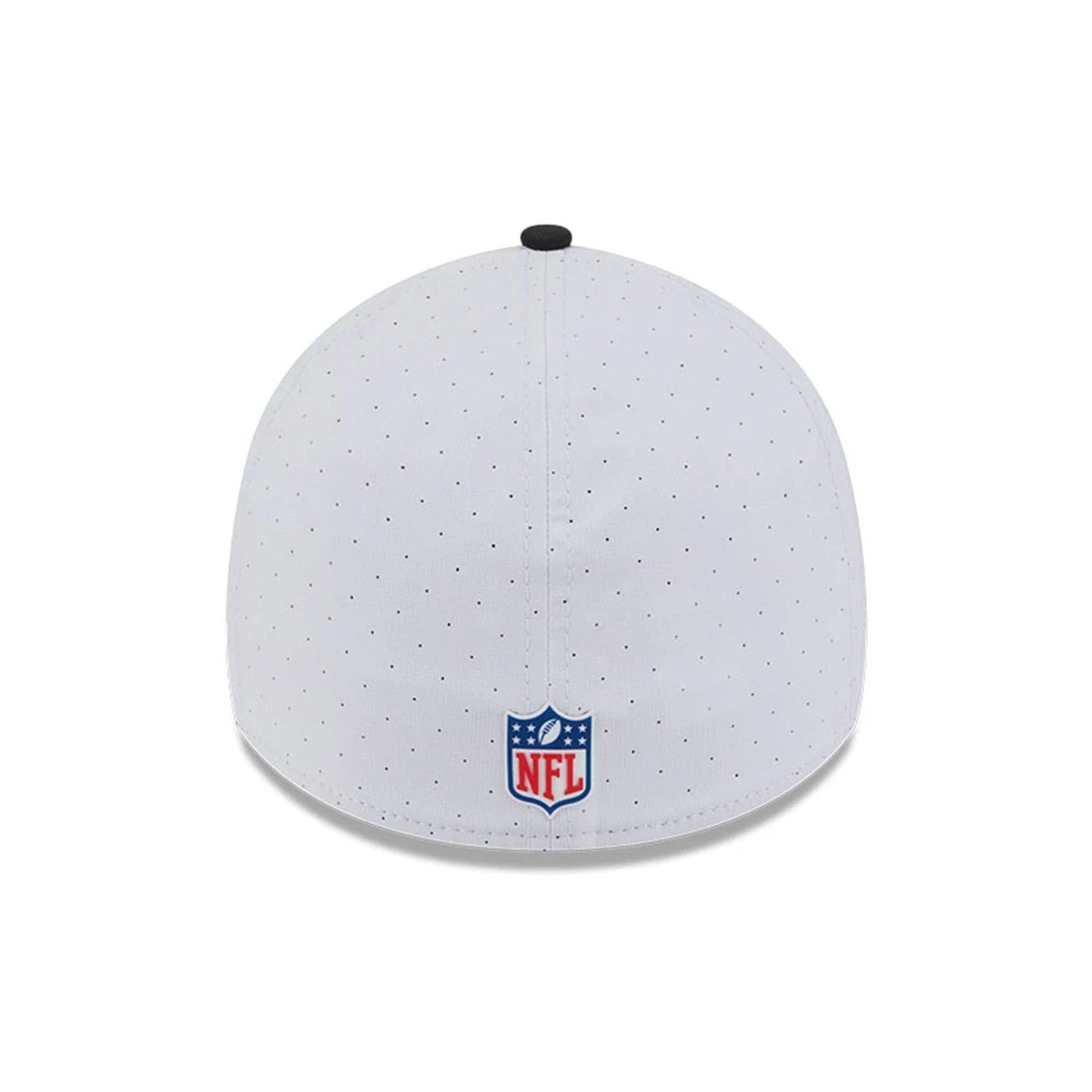 This is a Jacksonville Jaguars NFL Training 2025 White 39THIRTY Stretch Fit Cap 6