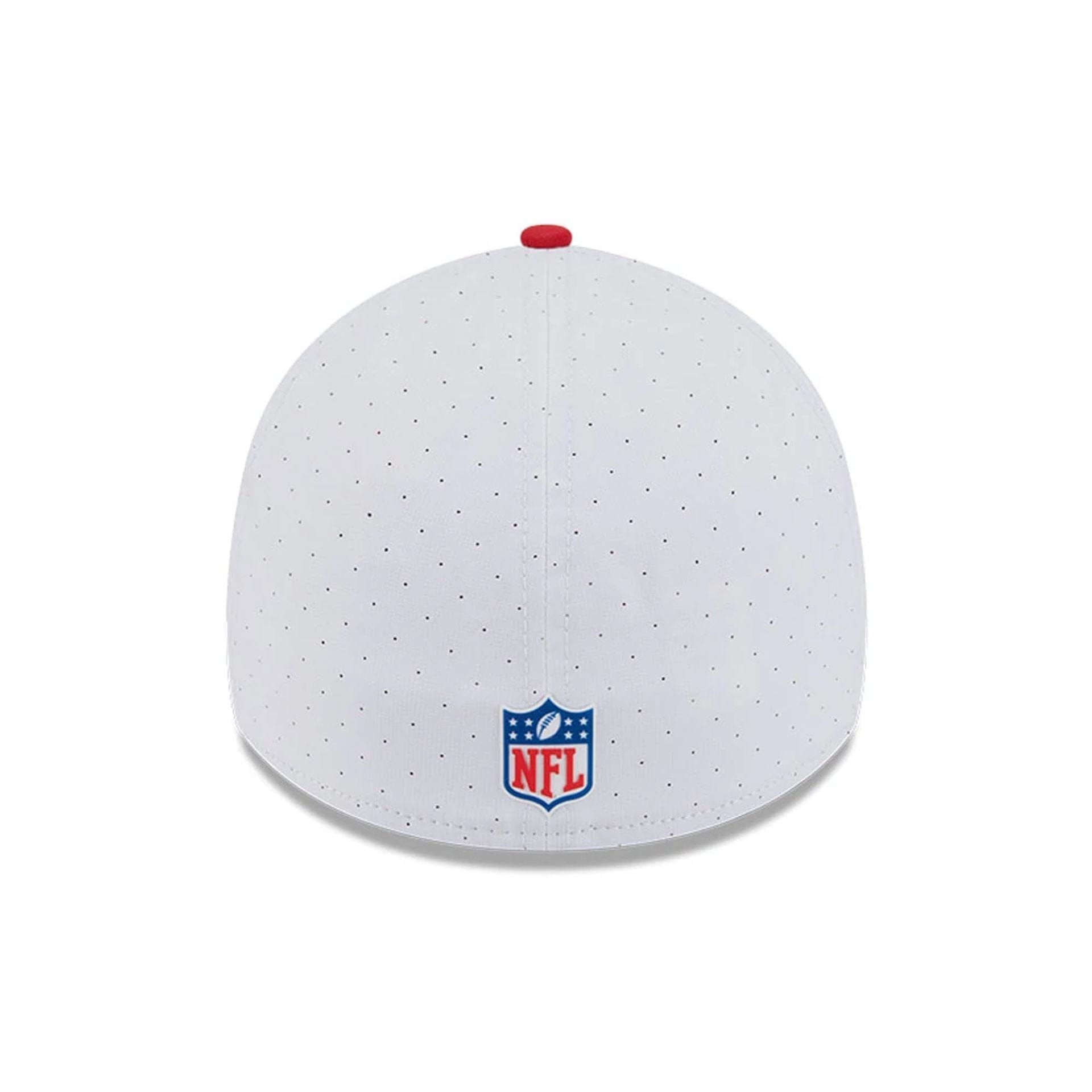 This is a Kansas City Chiefs NFL Training 2025 White 39THIRTY Stretch Fit Cap 6