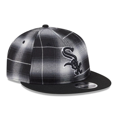 This is a Chicago White Sox MLB Plaid Black Retro Crown 9FIFTY Snapback Adjustable Cap 4