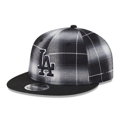 This is a LA Dodgers MLB Plaid Black Retro Crown 9FIFTY Snapback Adjustable Cap 1