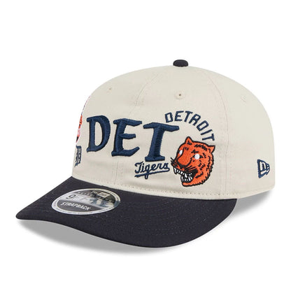 This is a Detroit Tigers MLB Scatter Light Beige Retro Crown 9FIFTY Adjustable Cap 1