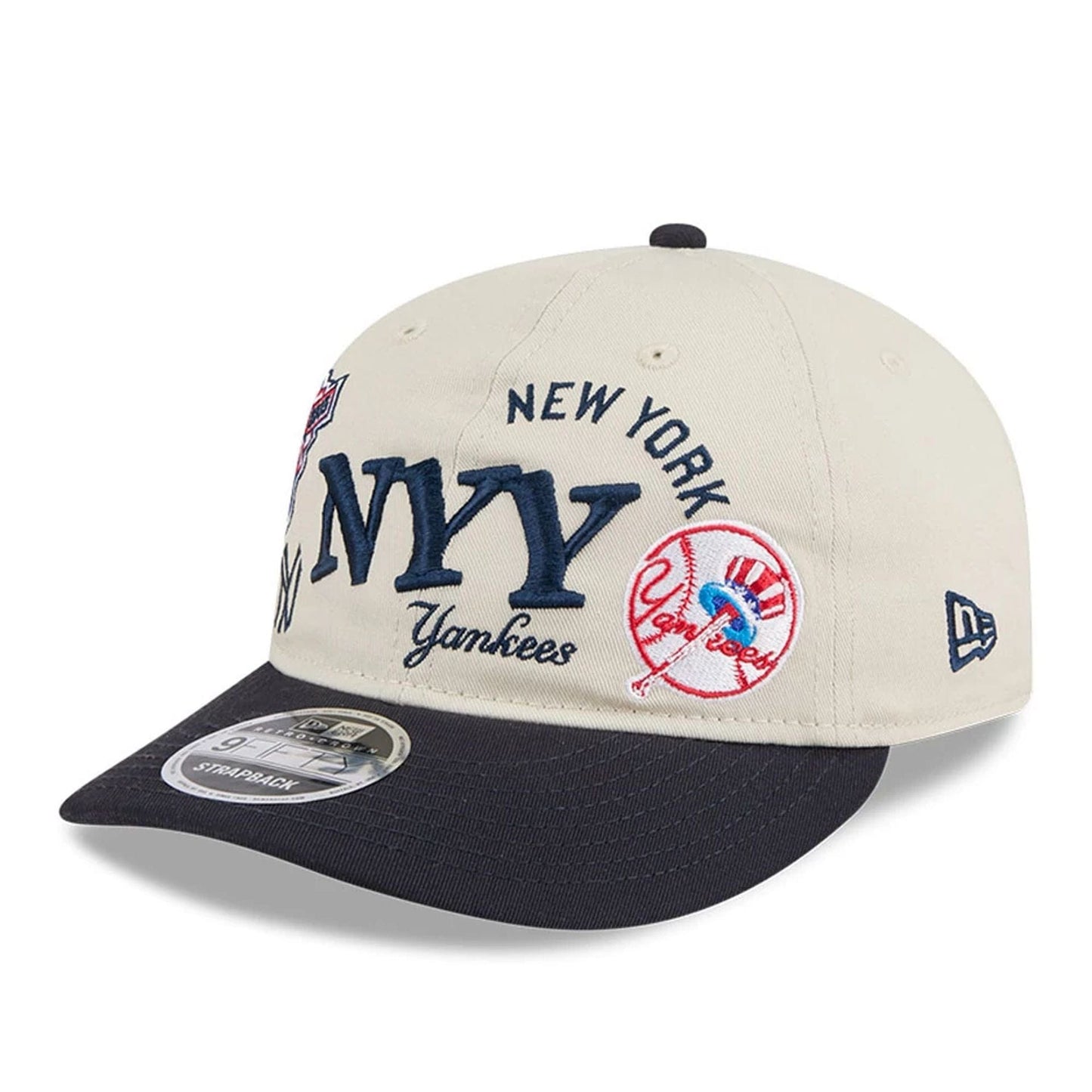 This is a New York Yankees MLB Scatter Cream Retro Crown 9FIFTY Adjustable Cap 1