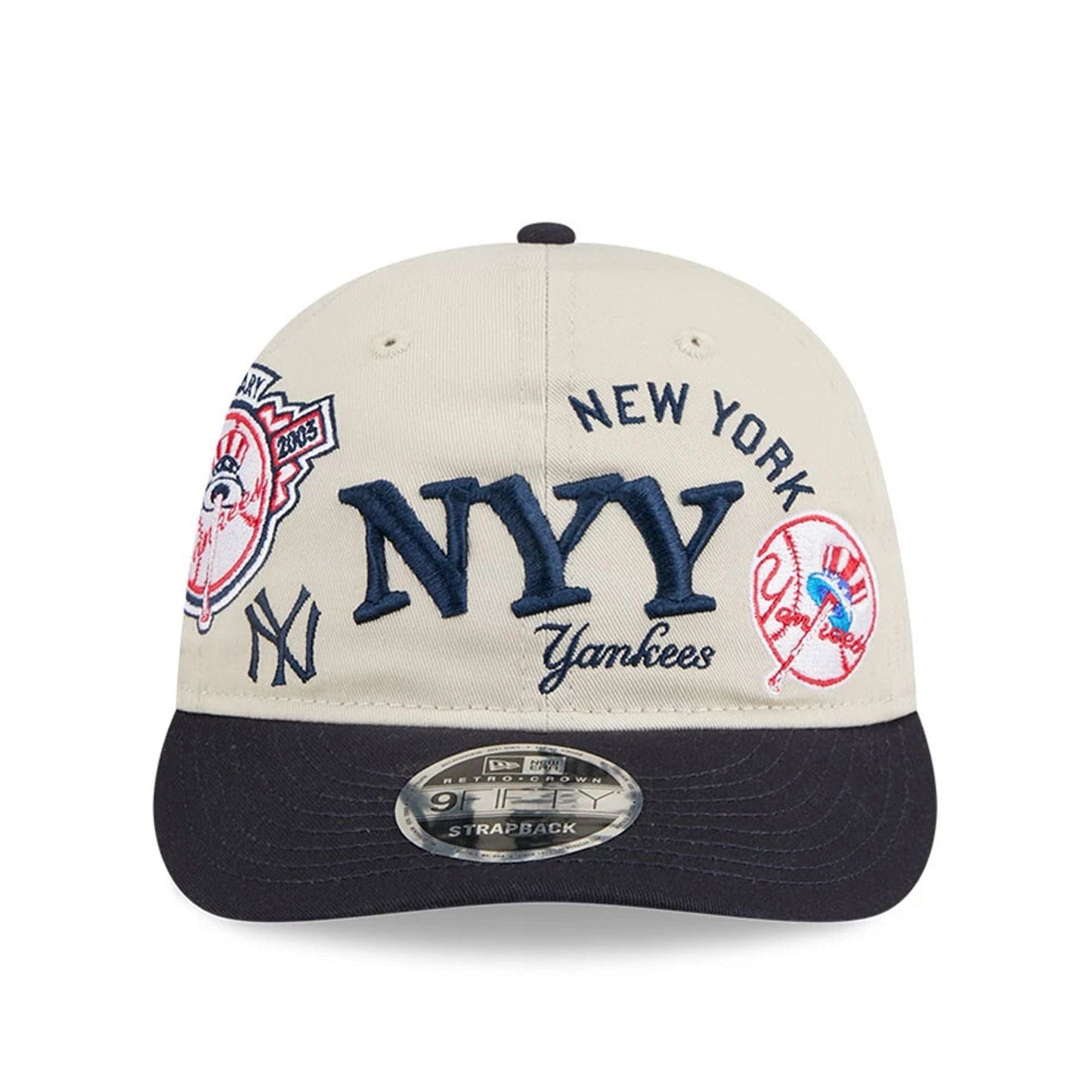 This is a New York Yankees MLB Scatter Cream Retro Crown 9FIFTY Adjustable Cap 3