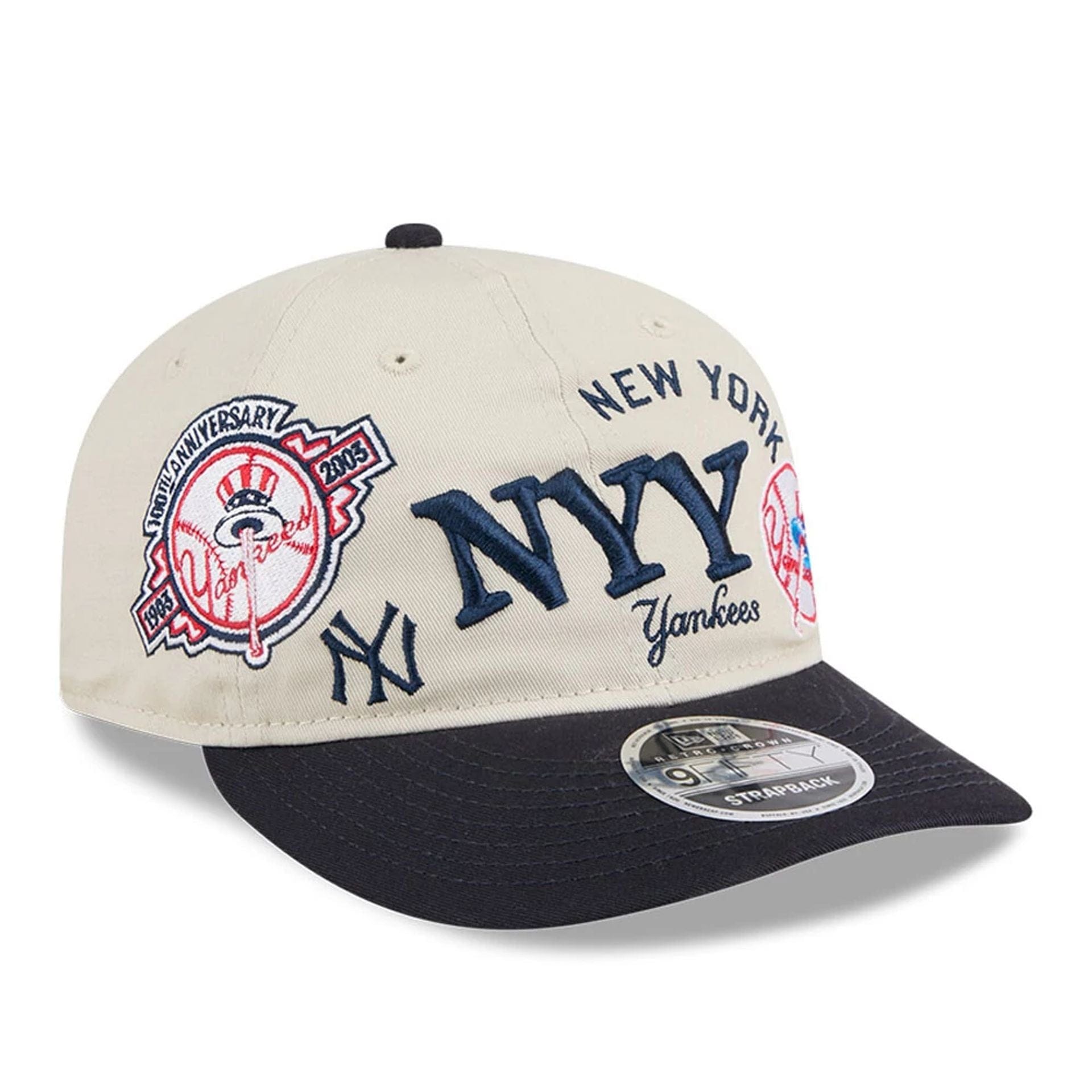 This is a New York Yankees MLB Scatter Cream Retro Crown 9FIFTY Adjustable Cap 4