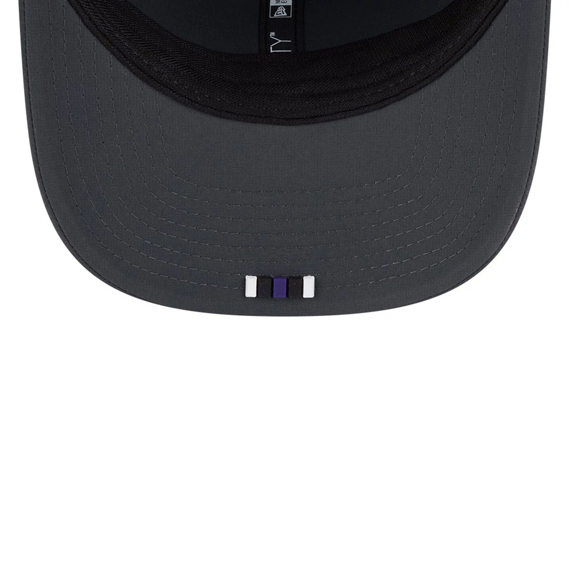 This is a Baltimore Ravens NFL Sideline 2025 Charcoal 9SEVENTY Stretch Snap Adjustable Cap 2