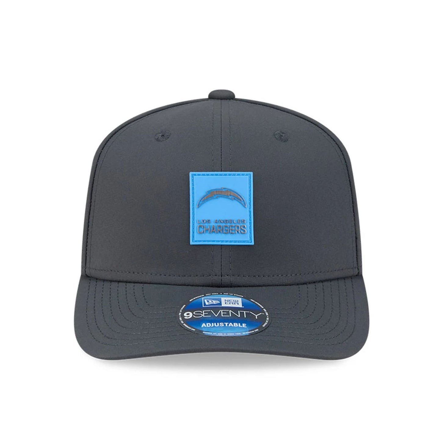 This is a LA Chargers NFL Sideline 2025 Charcoal 9SEVENTY Stretch Snap Adjustable Cap 3