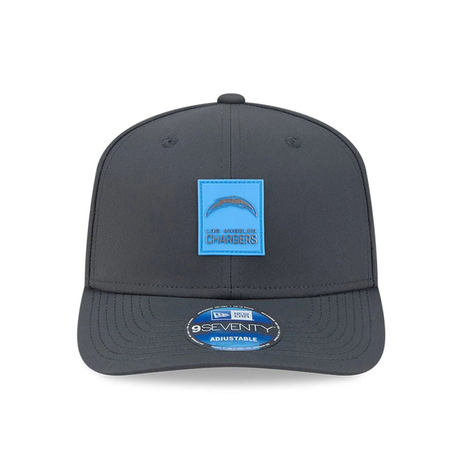This is a LA Chargers NFL Sideline 2025 Charcoal 9SEVENTY Stretch Snap Adjustable Cap 3