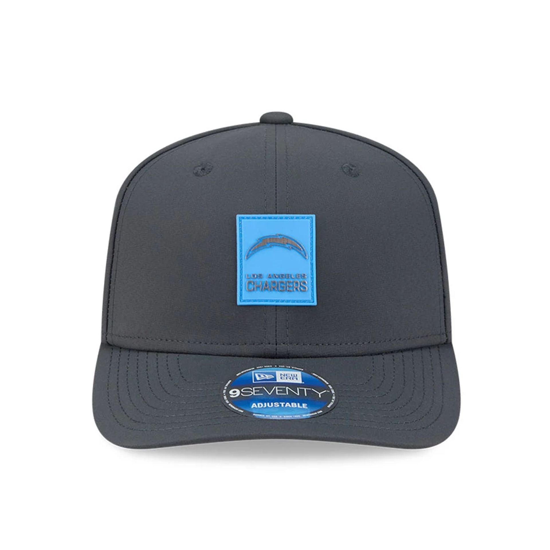 This is a LA Chargers NFL Sideline 2025 Charcoal 9SEVENTY Stretch Snap Adjustable Cap 3