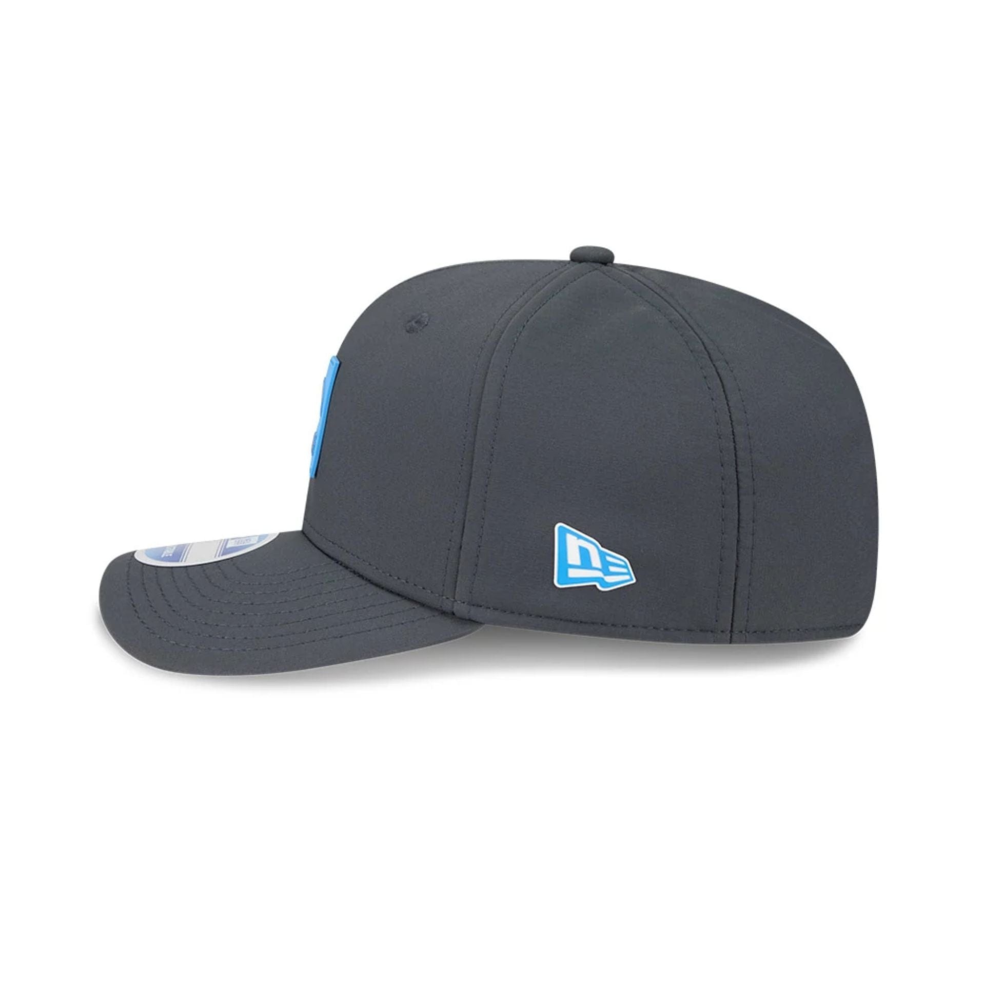 This is a LA Chargers NFL Sideline 2025 Charcoal 9SEVENTY Stretch Snap Adjustable Cap 6