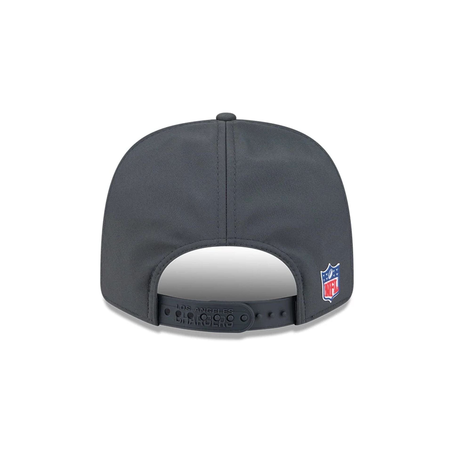 This is a LA Chargers NFL Sideline 2025 Charcoal 9SEVENTY Stretch Snap Adjustable Cap 7